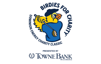 Logo for Birdies of Charity showing a yellow bird swinging a golf club