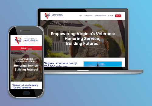 A cell phone and website view of the new VSF website and branding